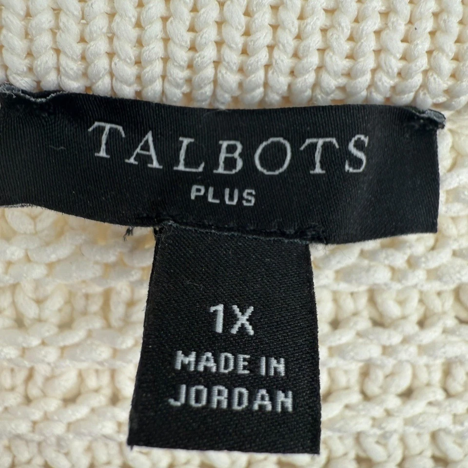 Cárdigan suéter Talbots para mujer color crema texturizado botón delantero botones dorados talla 1X Foto 2 de 4