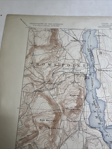 Ticonderoga Ny 1933 Vintage USGS Topo Map Paper Sheet VT 20x16.5 - Picture 8 of 12
