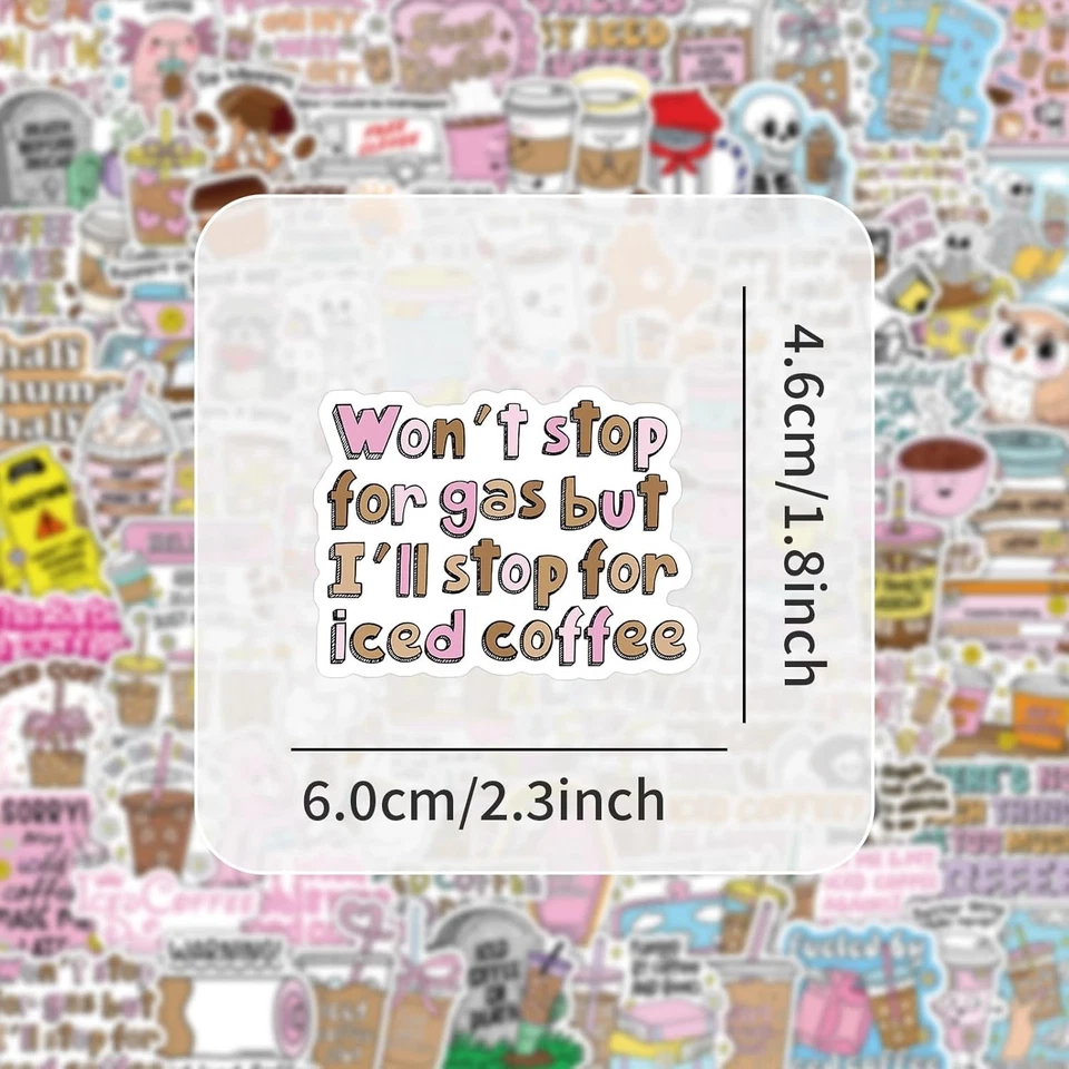 110 Piezas Divertidas Pegatinas Café, Vinilo Impermeable Como Se Muestra en la Figura  Foto 4 de 4