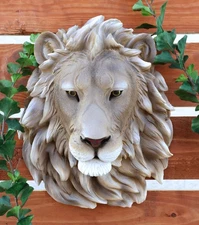 African Lion Head Mount Wall Statue Bust Leo 16" Tall Figurine Plaque