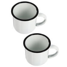 2 Pcs Enamel Mugs Retro Coffee Tea Drinking Cups for Camping Office