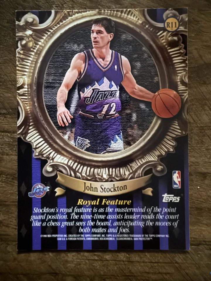 Topps Roundball Royalty R11 1998 refractor John Stockton con revestimiento Foto 2 de 2
