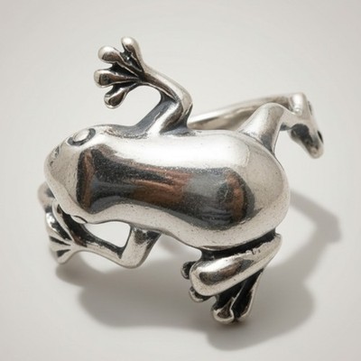 Echt Sterling Silber Ring gepunzt massiv 925 Frosch nickelfrei Handarbeit