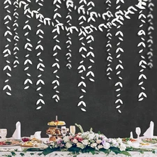 52 Ft White Party Decorations Leaf Garland Kit Paper Hanging White Leaves Str...