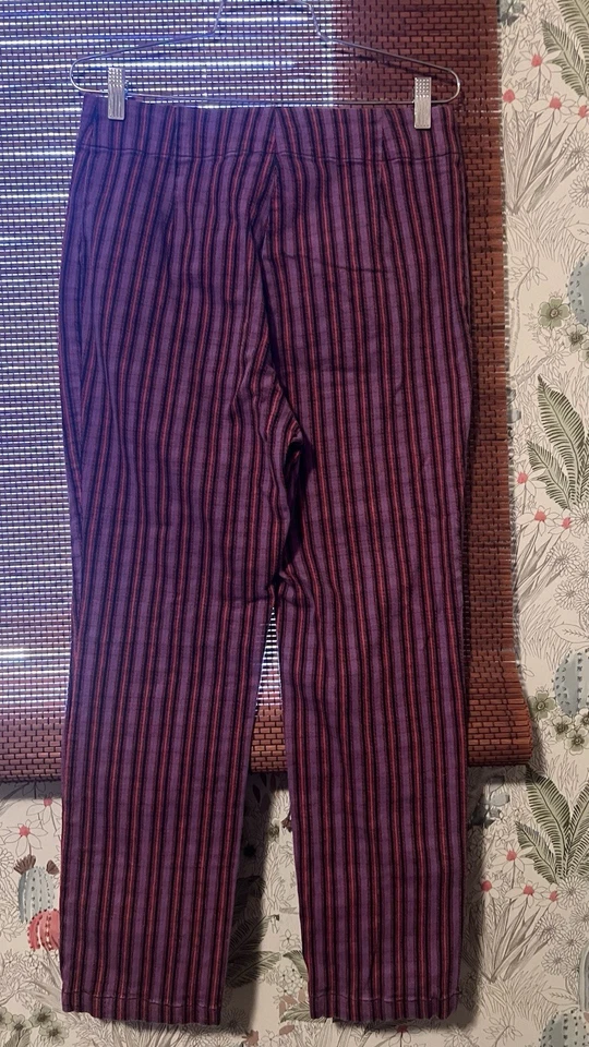 Silence Noise Womens 8 Purple Striped Malorie High-Rise Zip Pants - Image 3 of 4