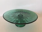 Vintage Anchor Hocking Emerald Green Cake Stand Canton Pattern 11.75” X 4.5”