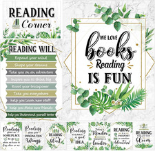 10 Pcs Reading Bulletin Board Posters Eucalyptus Classroom Decor