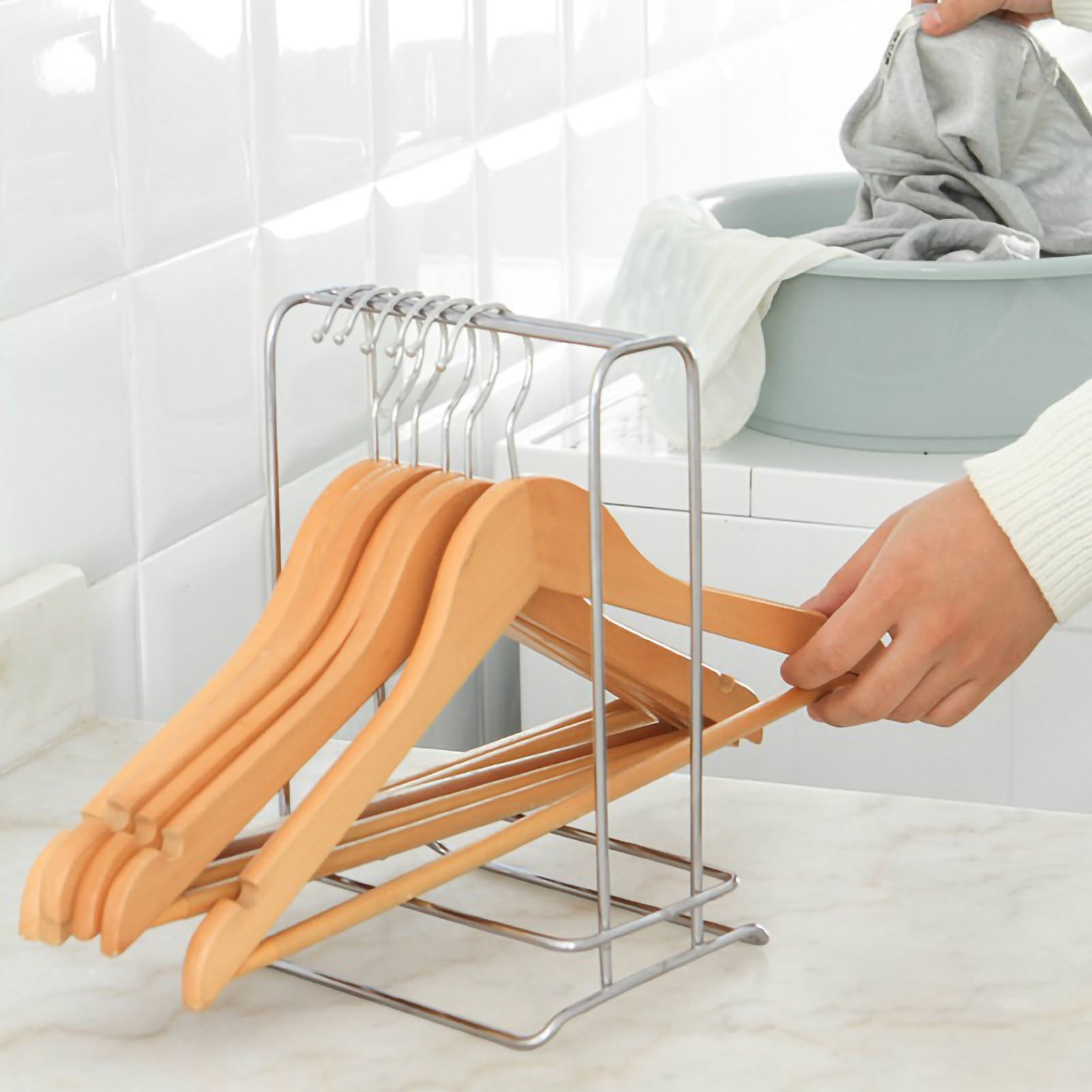 ¸Hanger Storage Rack Stainless Steel Finishing Rack Desktop Hanger Rack
