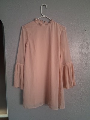 Cupcakes and Cashmere Malina Dress Tea Rose XS Tea Rose Blush Pink Long Sleeve