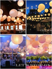 5x 10x White Round Paper Lanterns 8" 10" 12" 16" Wedding  LED Decor Party Light