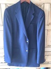 Hart Schaffner Marx Navy Blue Blazer Gold Buttons 40 Long Made In USA