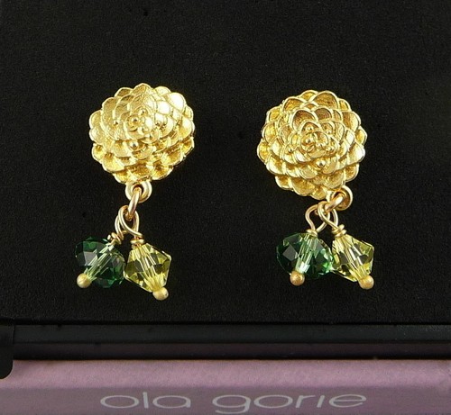 Ola Gorie Mixed Metal Silver & 9ct Yellow Gold Flow Stud Earrings Scottish Box - Picture 13 of 14