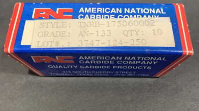 ANC TNRB 175960002 Grade AN 133 Triangle Carbide Inserts 1 Box Lot Of 10 NEW