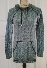 Soba Sport Activewear Blue Black  Hooded LS Knit Pullover Top Juniors Size M