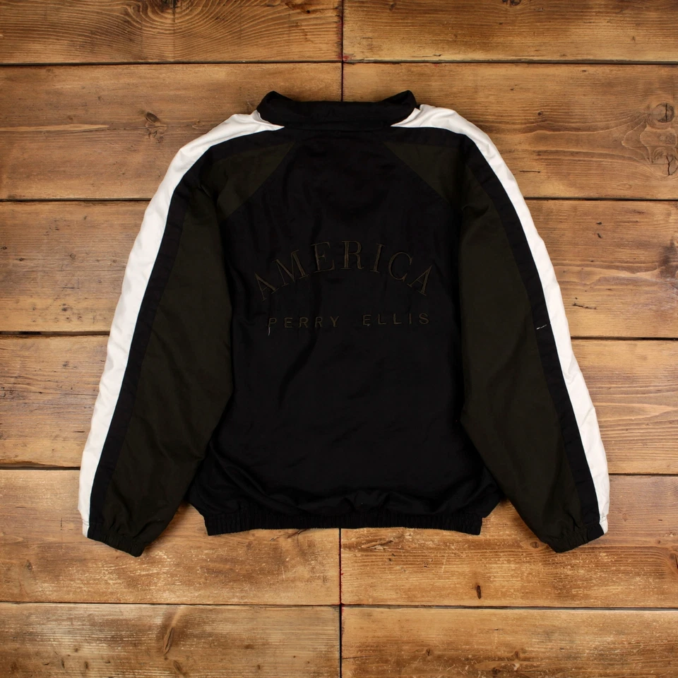 Vintage Perry Ellis Windbreaker Jacket L Black - Image 2 of 4