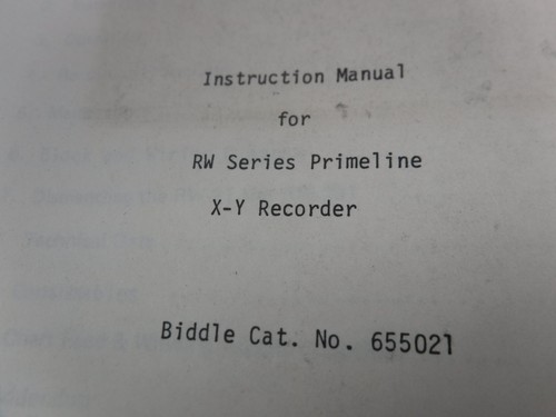 Biddle 655021 RW Series Primeline X-Y Recorder Manual 655021 - Picture 3 of 14