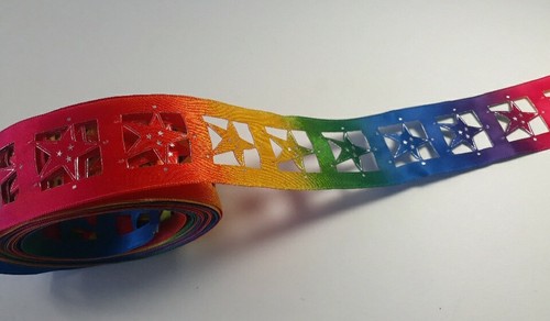 Kirkland Colorful Ribbon Star Cut Out Wire Edge Childrens Sports Pride 5 Yards