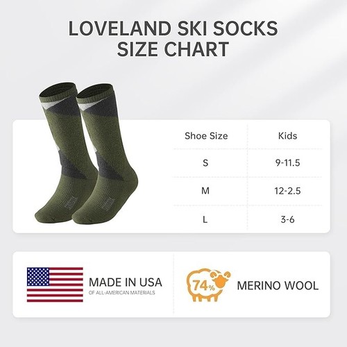 Brand New SAMSOX Kids Merino Wool Ski Socks- Kids Size Large (L 3-6), Made in US - Picture 3 of 7
