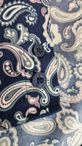 Cotton Traders Paisley Shirt Long Sleeve Mens Blue and Pink Size Large VGC - Picture 5 of 11