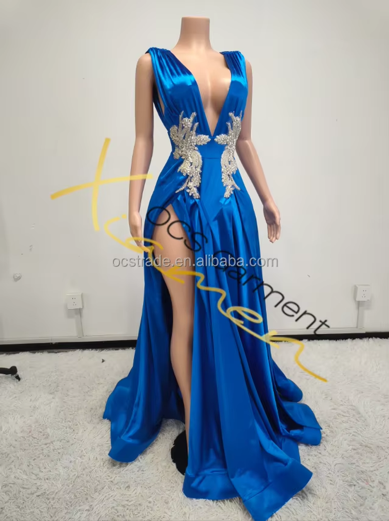 Vestidos De Noche Elegantes Para Mujeres Bridesmaid Wedding Dress Blue |  eBay