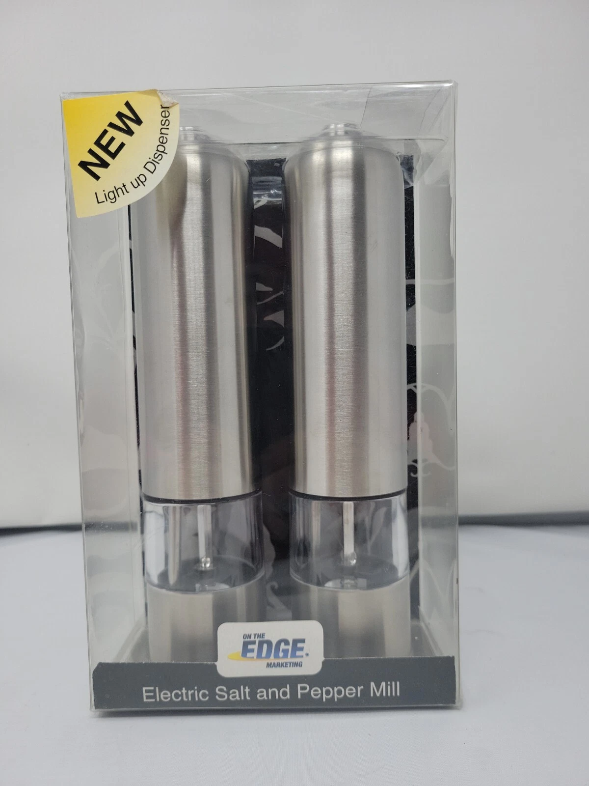 On The Edge Electric Salt And Pepper Mill New Light Up Dispenser