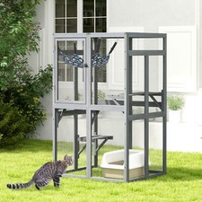 COZIWOW Outdoor Catio Cat Enclosure, Wooden Cat House Window Access/3 Platforms