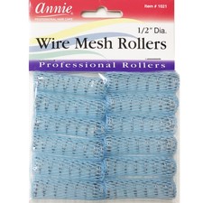 ANNIE WIRE MESH ROLLERS 1021 12 COUNT BLUE X-SMALL 1/2"