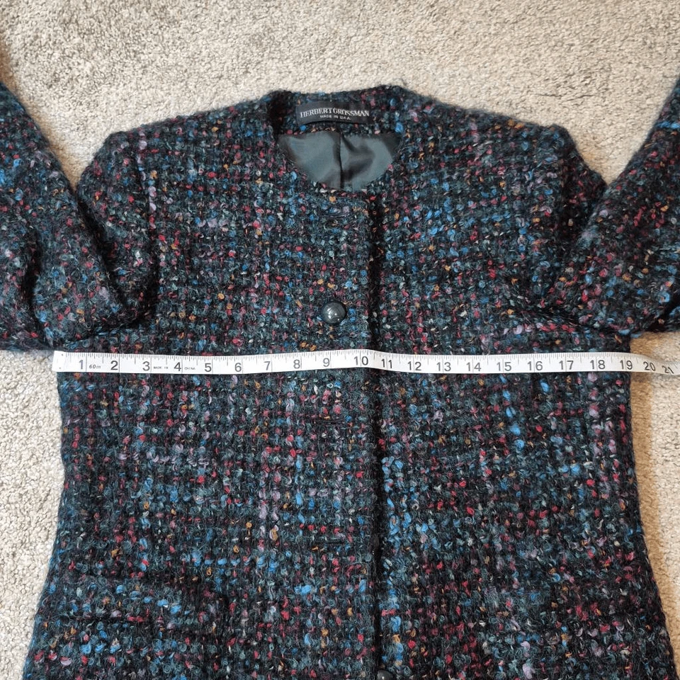 HERBERT GROSSMAN Wool Blend Tweed Jacket Size 8 - Image 4 of 4