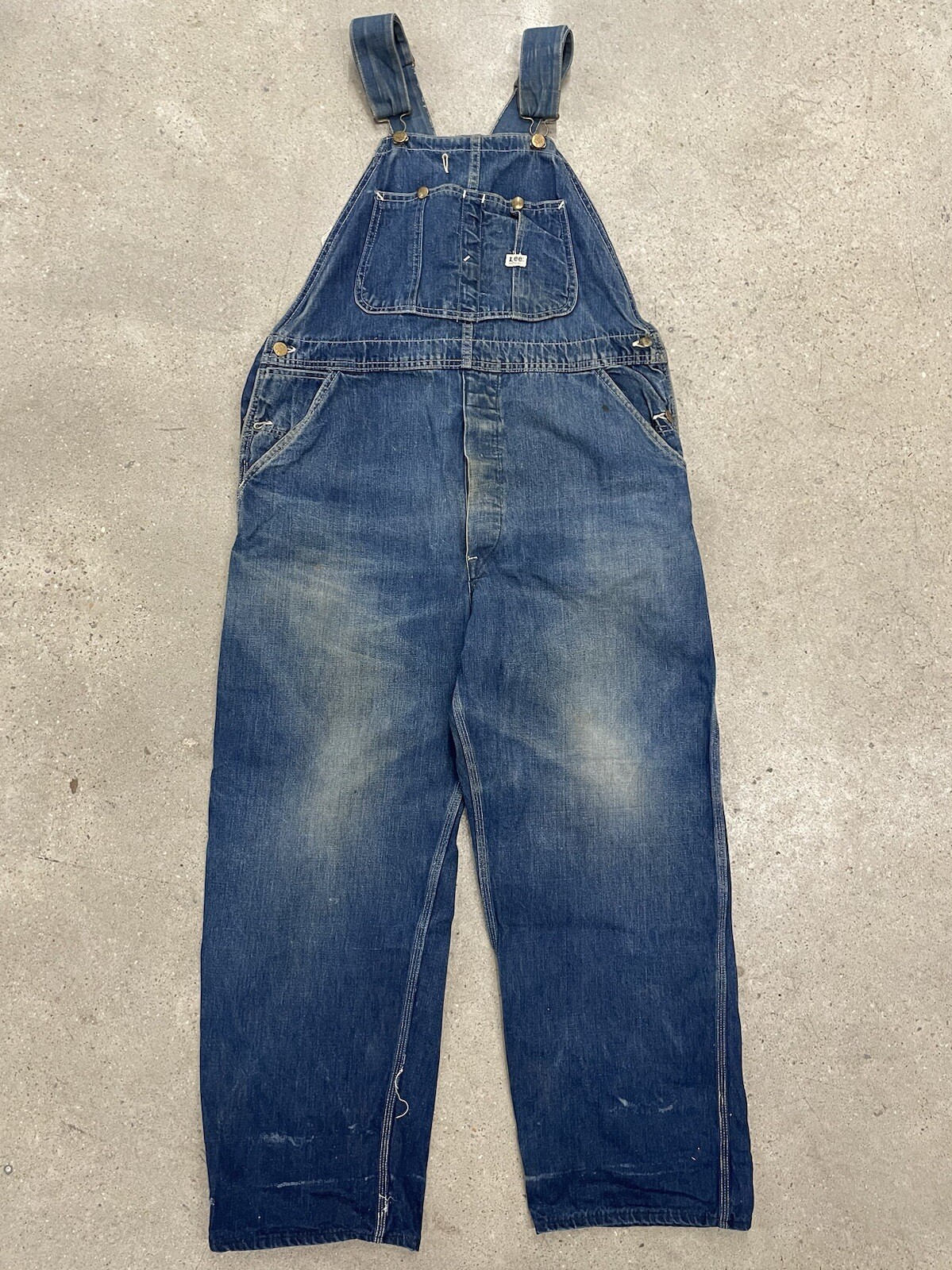 Vintage 60s Lee Jelt Denim Sanforized Low Back Overalls Size 36