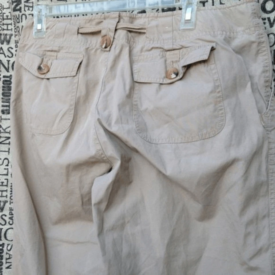 Pantalón mujer Bass talla 12 capris beige 100% algodón Foto 4 de 4