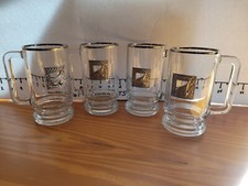 Glass Beer Mugs with Pewter Golf Emblems Fathers Day Golfing Golf Set Of 4