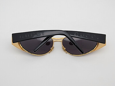 Gucci GG2381/S 032 Gold Black Frame Grey Lens Aviator Sunglasses w