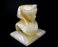 VINTAGE HAND CARVED REAL ONYX BUST FIGURINE OF AN EGYPTIAN GOD!!!      