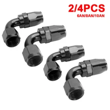 4Pcs 90 Degree AN6-AN8-AN10 Swivel Hose Line End Fitting Adaptor Fuel Oil Black