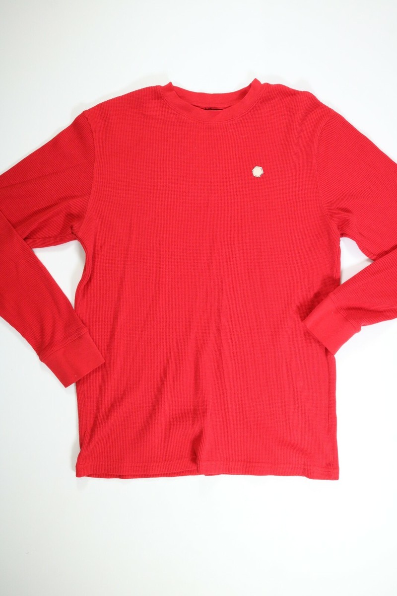 Mens Red Thermal Long Sleeve T Shirt Large L EUC | eBay