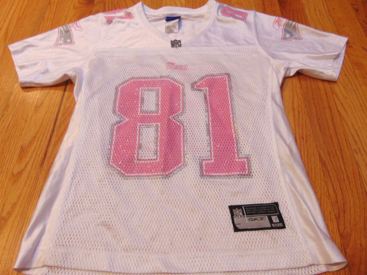 WOMENS REEBOK NFL NEW ENGLAND PATRIOTS RANDY MOSS WHITE PINK 