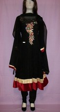 Anarkali 4028 Black Georgette Embroidered Indian Clothing Size Large L42
