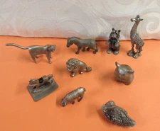 VINTAGE Pewter Animal Figurines -  LOT OF 9