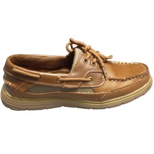 Croft+Barrow Comfort Shoes Mens Size 9 Brown Manmade Moc Toe Lace Up CBDELTATAN