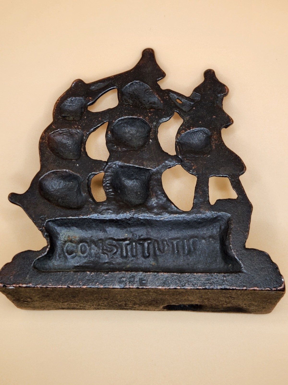 Vintage Cast Iron Constitution Ship Bookends eBay