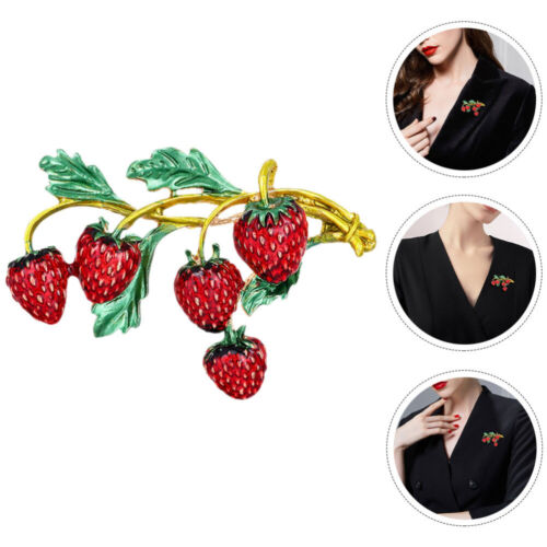 Broche fraise aiguille à broche femmes accessoires vintage - Photo 1/12