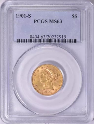 1901-S LIBERTY HEAD HALF EAGLE $5 GOLD NGC MS63