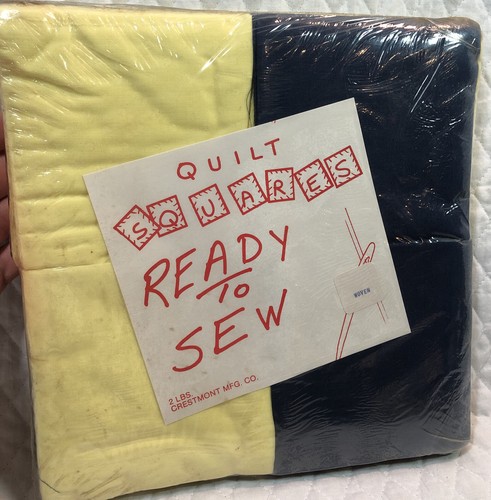 Vintage Quilt Quadrate fertig zum Nähen gewebt Crestmont Mfg blau gelb 2 Pfund - Bild 5 von 6