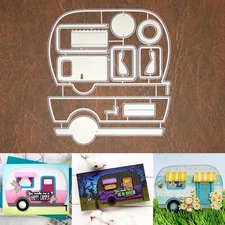 Large Camper Trailer Card Cutting & Embossing Dies – RV 3D Awning Mobile Home