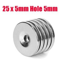 10 20 50 Strong Countersunk Ring Magnets 25 x 5mm Hole 5mm Rare Earth Neodymium