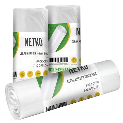 Netko Clear Kitchen Trash Bags 710 Gallon Clear Plastic Garbage Bag For Kitchen 