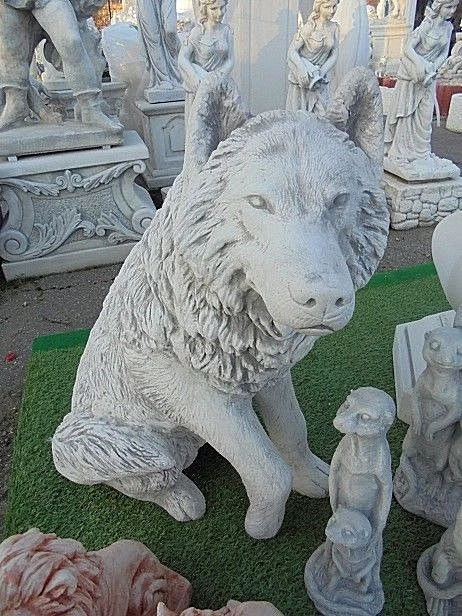 Gartenfigur "Wolf sitzend" 70 cm, Steinguss, Wolf, Statue, Gartendeko, Tierfigur - Bild 2 von 4