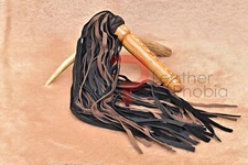 Brown & Black Double Plaited Leather Flogger 50 Braided Tails Fully Handmade