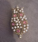 Vintage 60’s MCM Pink Pearl  Rhinestone Tulip Brooch Gold Tone — photo 3