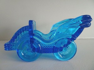 1890s Victorian Art Glass Turquoise Blue Roadster Novelty - 